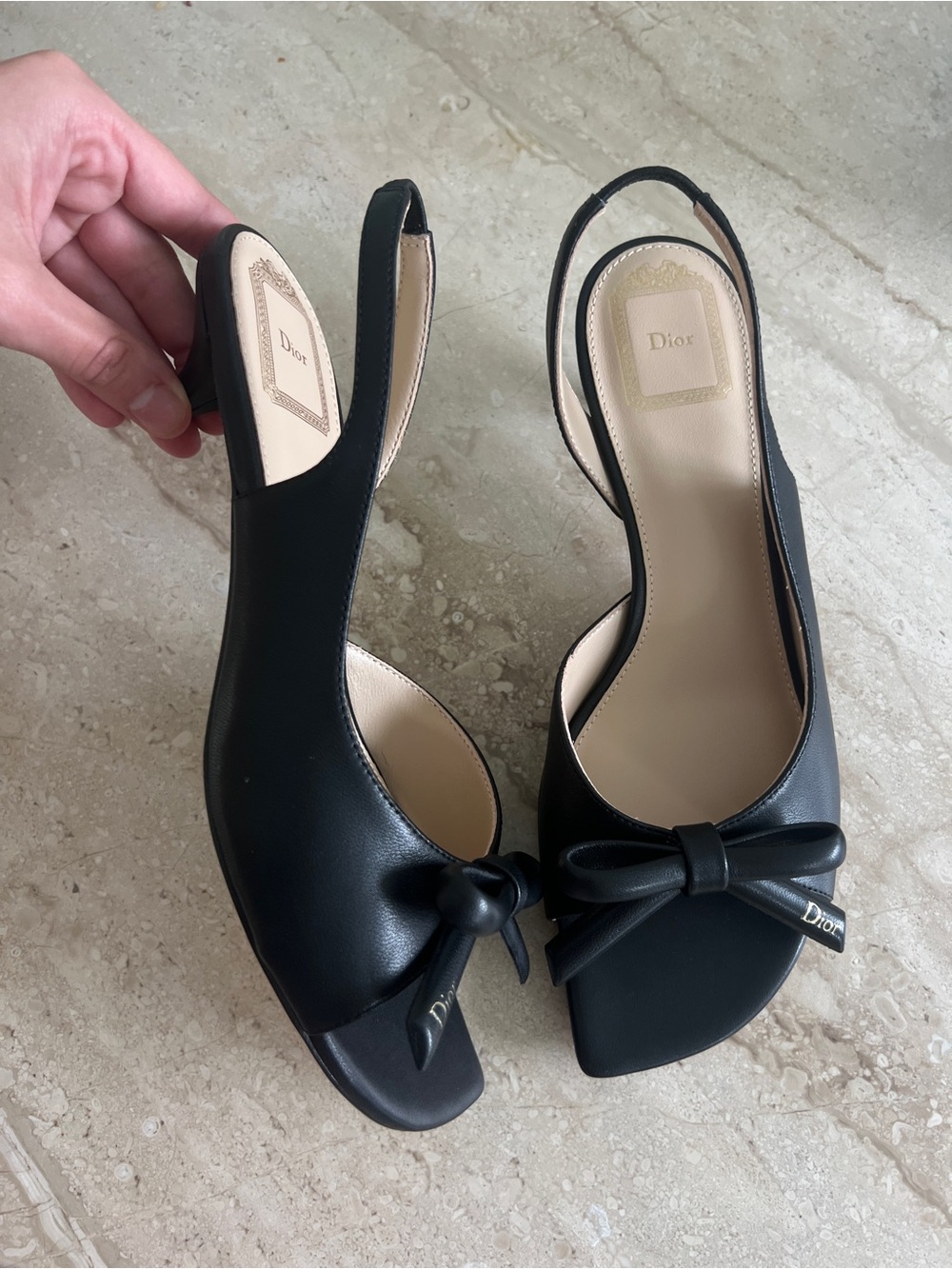 Dior Black Leather Slingback Kitten Heel - Picture 2 of 5